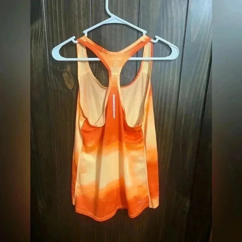 Nike Dry Fit Orange Tie Dye Active Racerback Tank Top S